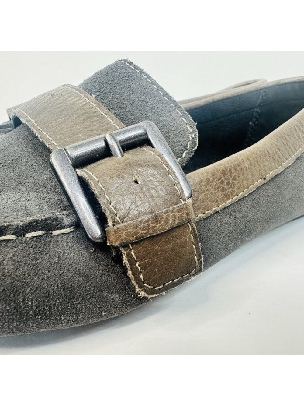 BOC Leather Slip-on Loafer Born Concept Women Brown Gray Suede Shoe Sz 8.5 Flats